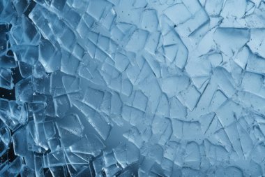 İşlenmiş mavi soğuk kırılan buz yüzeyi dokusu kolajı. Pankart, arkaplan veya 3B haritalama için doku