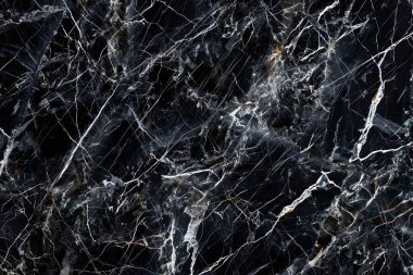 Beyaz damarlı koyu siyah mermer desenli fotoğraf. Arkaplan veya haritalama için arkaplan dokusu