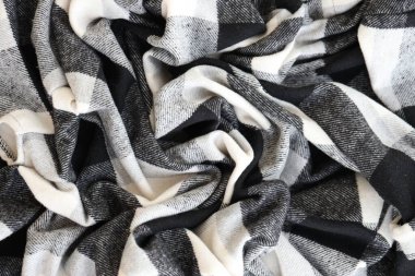 Siyah kareli peçete havlusu izole edilmiş, mutfak peçetesi siyah. Yiyecek temizliği ya da dekor