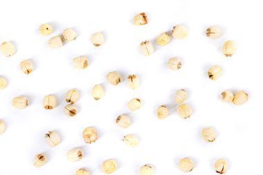 Lotus seeds background pattern isolated over white