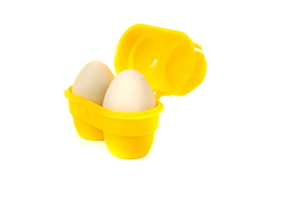 Πράσινο Αγρόκτημα Φρέσκα Αυγά Ένα Μικρό Δοχείο Κάμπινγκ — Φωτογραφία Αρχείου