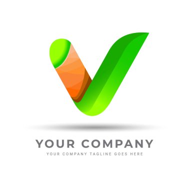 V harfi logo tasarım vektör şablonu.