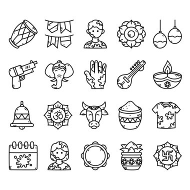 Holi Festivali Simgesi Seti - Renklerle Kutla