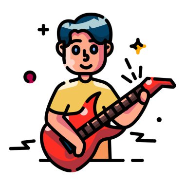 Elektro gitar illüstrasyonu yapan adam