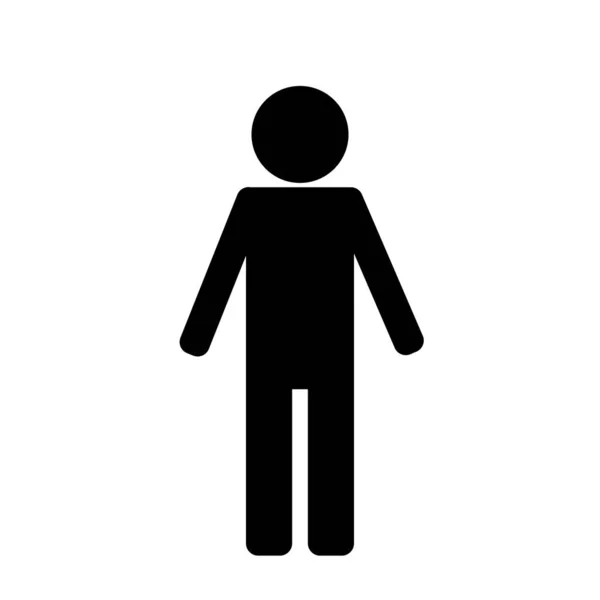 Silüet ayakta duran biri. Çizgi filmin düz vektörü. Erkek işareti, erkek simgesi, insan işareti, insan işareti, insan vektörü, insan silueti, illüstrasyon, siyah adam, insan vücudu, insan sembolü.