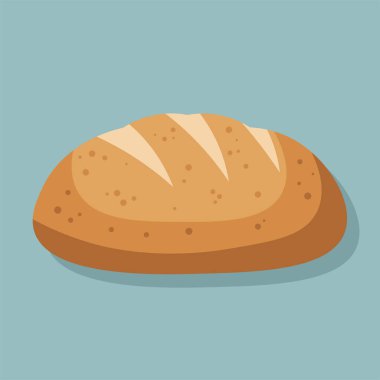 oval şekilli düz ekmek ikonu. Mavi arka planda lezzetli ekmek. Kahvaltı ekmeği