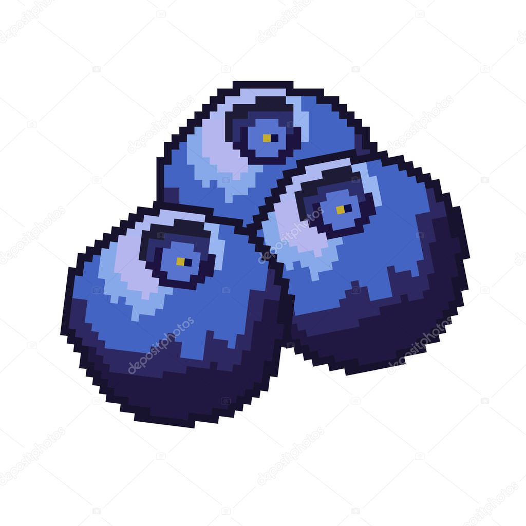 Blueberry with pixel style. illustration of blueberry with pixel style suitable for games. pixel art