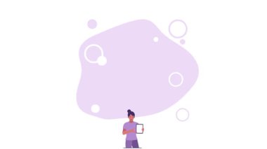 Yapılacaklar listesini bitiren animasyon kadın. Yapılacaklar listesi tamamlandı. görevi tamamla