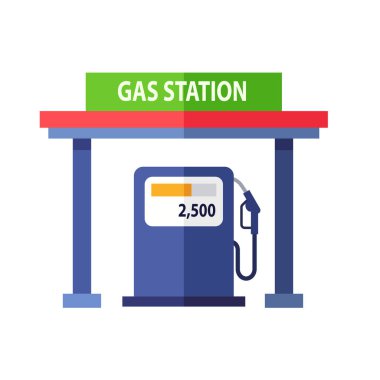 Mavi benzin istasyonu. Benzin istasyonu. Basit bir benzin istasyonu. benzin istasyonu simgesi