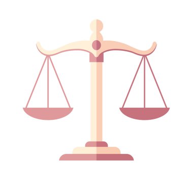 Düz dizayn ölçekleri. Basit teraziler. Adalet teması için uygun. Ölçekler simgesi