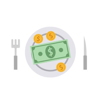 Para yemenin bir göstergesi. Tabakta para var. Her şeyde paraya ihtiyaç vardır. Finansal tema için uygun