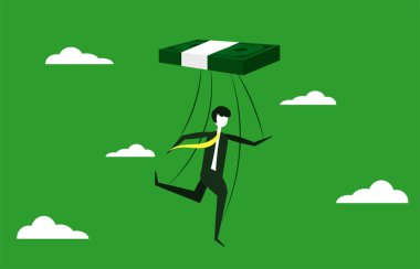 Para tarafından kontrol edilen insanlar. Kukla haline gelen işçiler. Minimalist karakter tasarımı. Maaşına bağlı bir adam. İş teması için uygun