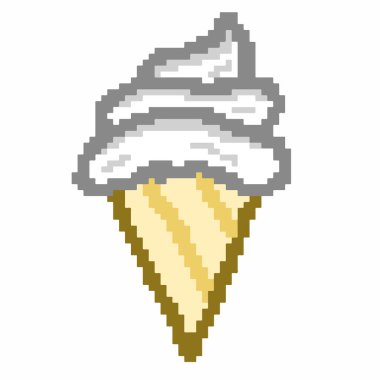 Güzel dondurma külahı pikseli. Şirin ve sevimli renkli pikseller. Oyun varlıkları, ikonlar ve daha fazlası için mükemmel. Lezzetli pikselli dondurma..