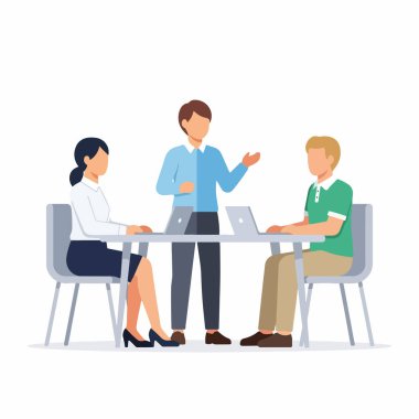 İş toplantısı. Toplantıdaki işçiler. Birisi bir iş fikri sunuyor. İş toplantısı. dizayn 3