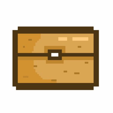 Gömülü bir hazine sandığının piksel sanat simgesi. Bir hazine sandığının piksel sanat temsili, genellikle video oyunları veya uygulamalar gibi dijital bağlamlarda bir simge olarak kullanılır..