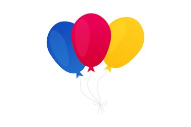 Beyaz arkaplanda izole edilmiş mavi ve sarı balonlar