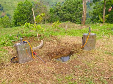Portakal Hortumlu Tarım İlacı Spreyleri Çimen Tarlasına yerleştirildi