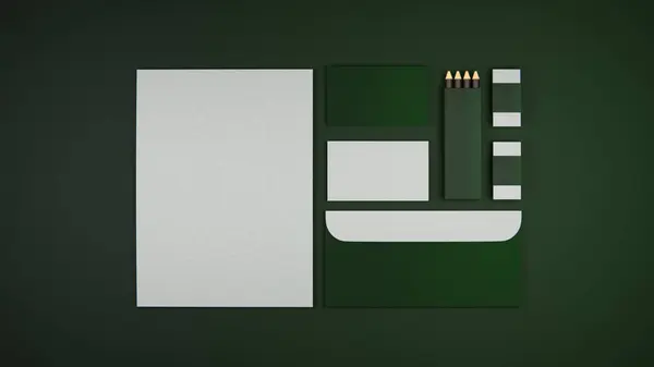 Marka Kimliği 3D Model Resim Tasarım Şablonu, Yüksek Çözünürlüklü Yeşil Renkler