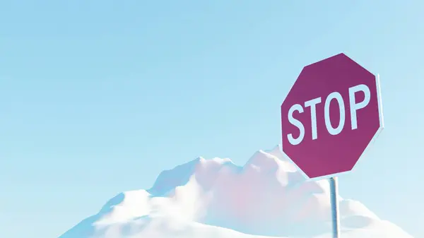 kırmızı dur işareti 3d render dağ resmi beyaz render 3d sanat yolu trafik tabelası tehlike, sembol, dur, cadde, beyaz, yol işareti, nesne,