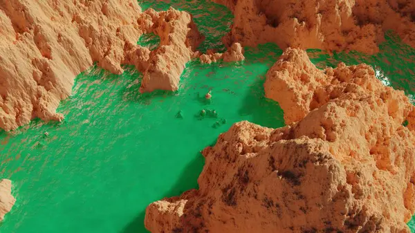 Serene Canyon Gölü: Doğanın Güzelliğinin Gerçekçi Üç Boyutlu Görüntüsü