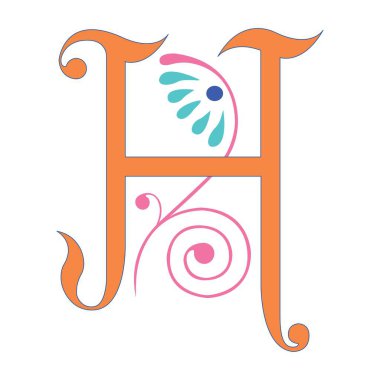 Art Spring Yazı Tipi Büyük harf H vektör tasarımı çizimi