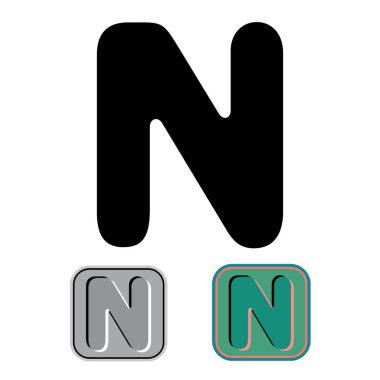Art Blister Baş harfleri Büyük harf N vektör tasarımı çizimi