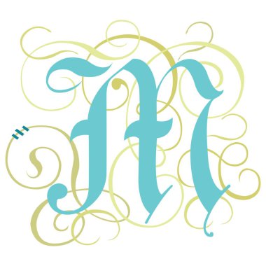 Sanat Gotik Baş Harf Yazı Tipi Büyük Harf M vektör tasarımı çizimi