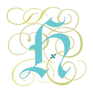 Sanat Gotik Baş Harf Büyük harf H vektör tasarımı çizimi