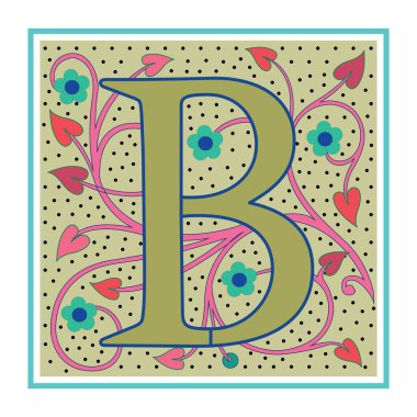 Art Nabel Başlangıç Yazı Tipi Büyük harf B vektör tasarım çizimi