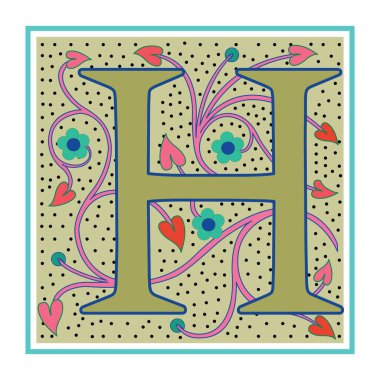 Art Nabel Başlangıç Yazı Tipi Büyük Harf H vektör tasarımı çizimi