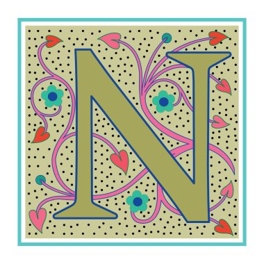 Art Nabel Başlangıç Yazı Tipi Büyük harf N vektör tasarım çizimi