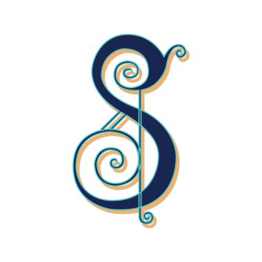 Art Lubna Yazı Tipi Büyük harf S vektör tasarımı çizimi