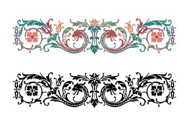 Klasik kaligrafi çiçekli vignette kaydırma köşeleri süs tasarımı elementleri siyah izole vektör çizimi