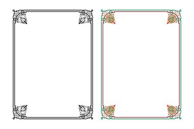 Klasik kaligrafik retro vignette kaydırma çerçeveleri dekoratif tasarım elementleri siyah ve renk izole vektör çizimi