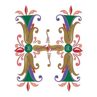 Vincente Baş harfleri Büyük harf H vektör tasarımı çizimi