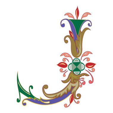 Vincente Başlangıç Yazı Tipi Büyük Harf J vektör tasarım illüstrasyonu