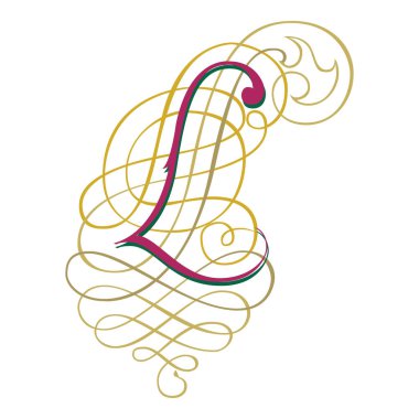 Fantasia Başlangıç Yazı Tipi Büyük harf L vektör tasarım çizimi