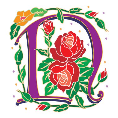 Rosette Başlangıç Yazı Tipi Büyük harf N vektör tasarım çizimi