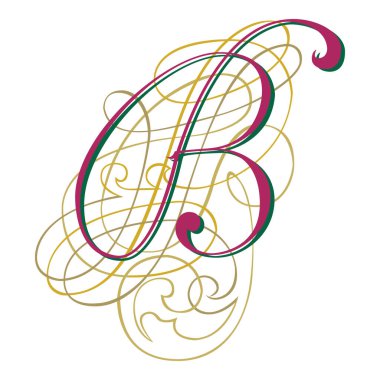 Fantasia Başlangıç Yazı Tipi Büyük harf B vektör tasarım çizimi