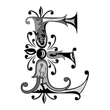 Vincente Baş harfleri Büyük harf E vektör tasarımı çizimi