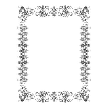 Kaliteli dövülmüş klasik kaligrafik retro vignette parşömen çerçeveleri süslemeli tasarım elementleri siyah izole vektör çizimi