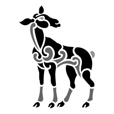 Eski Dünya Klasik Geyik Deer Kelt dekoratif izole edilmiş vektör çizimi