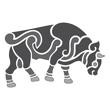 Eski dünya Vintage süsü Boğa Kelt dekoratif izole vektör illüstrasyonu