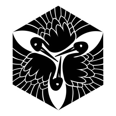 Eski dünya Vintage kuş süsü Uzakdoğu süsü izole edilmiş vektör illüstrasyonu