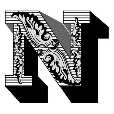 Sanat Federal Yazı Tipi Büyük harf N vektör tasarım illüstrasyonu