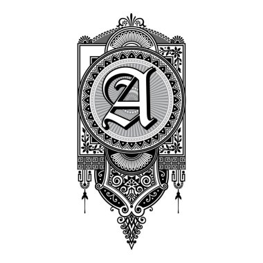 Art Marquesa Baş harfleri Büyük harf A vektör tasarımı çizimi