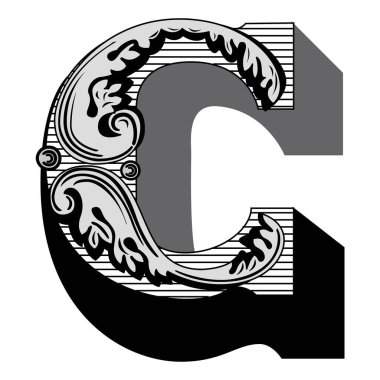 Sanat Federal Yazı Tipi Büyük harf C vektör tasarımı çizimi