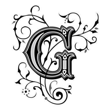 Art Tuscani İlk Büyük harf Büyük harf G vektör tasarım çizimi