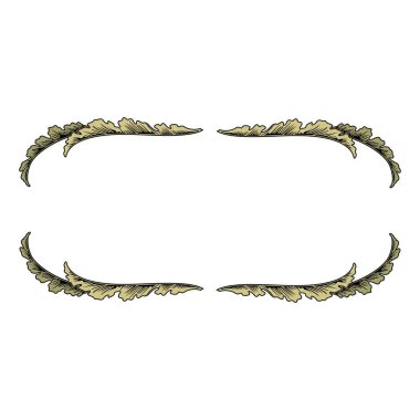 Klasik kaligrafi çiçekli vignette kaydırma köşeleri süs tasarım elementleri izole vektör illüstrasyonunu ayarlar