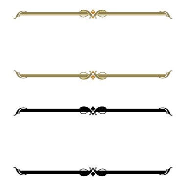 Klasik kaligrafi çiçekli vignette kaydırma köşeleri süs tasarım elementleri izole vektör illüstrasyonunu ayarlar